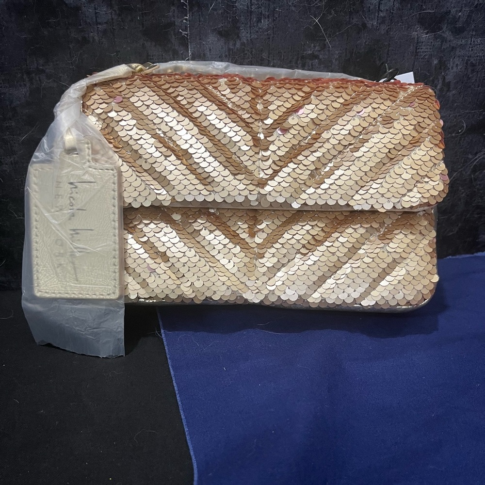Sequin Clutch Bag - Gold